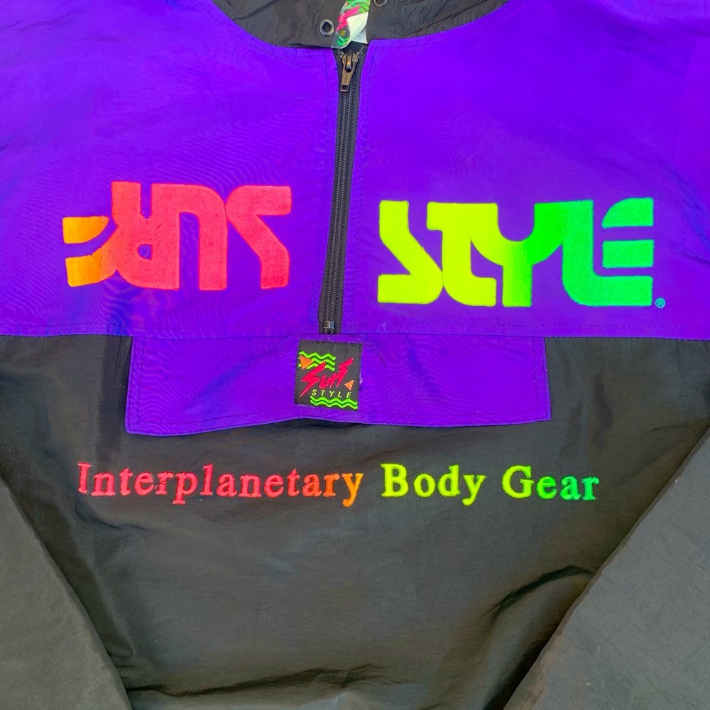 Vintage Misprint Surf Style 1/4 Zip Pullover Windbreaker - Picture 2 of 2